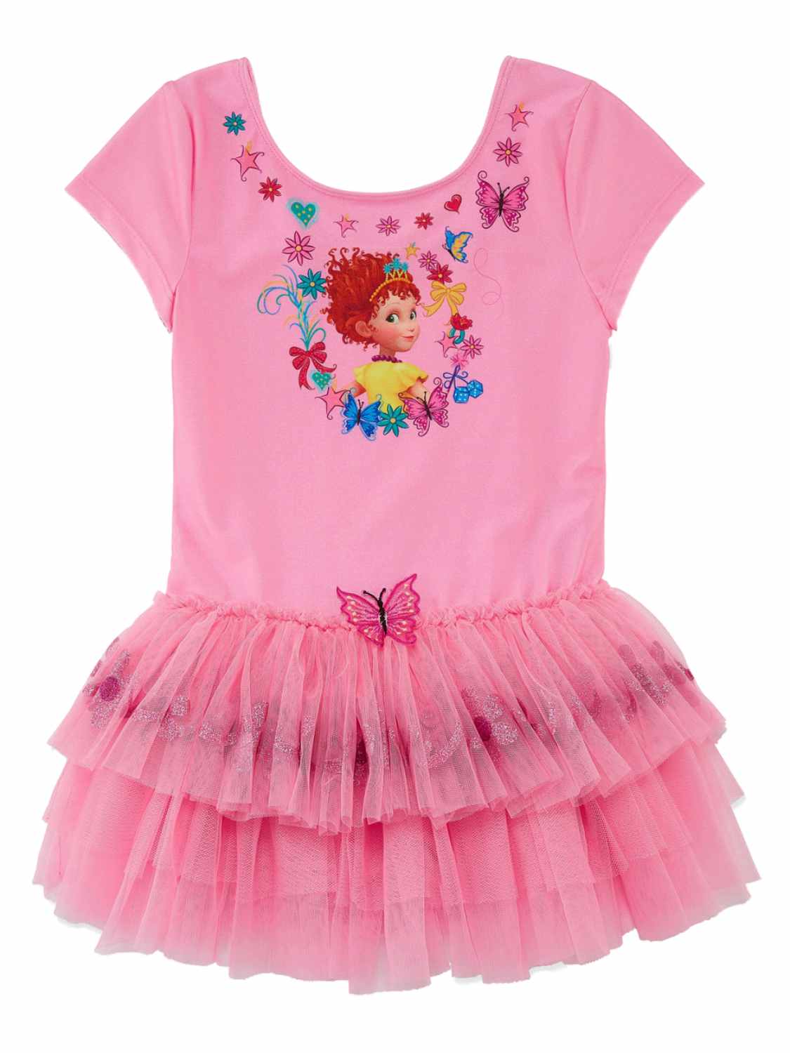Disney Toddler Girls Pink One Piece Fancy Nancy Short Sleeve Tutu Leotard
