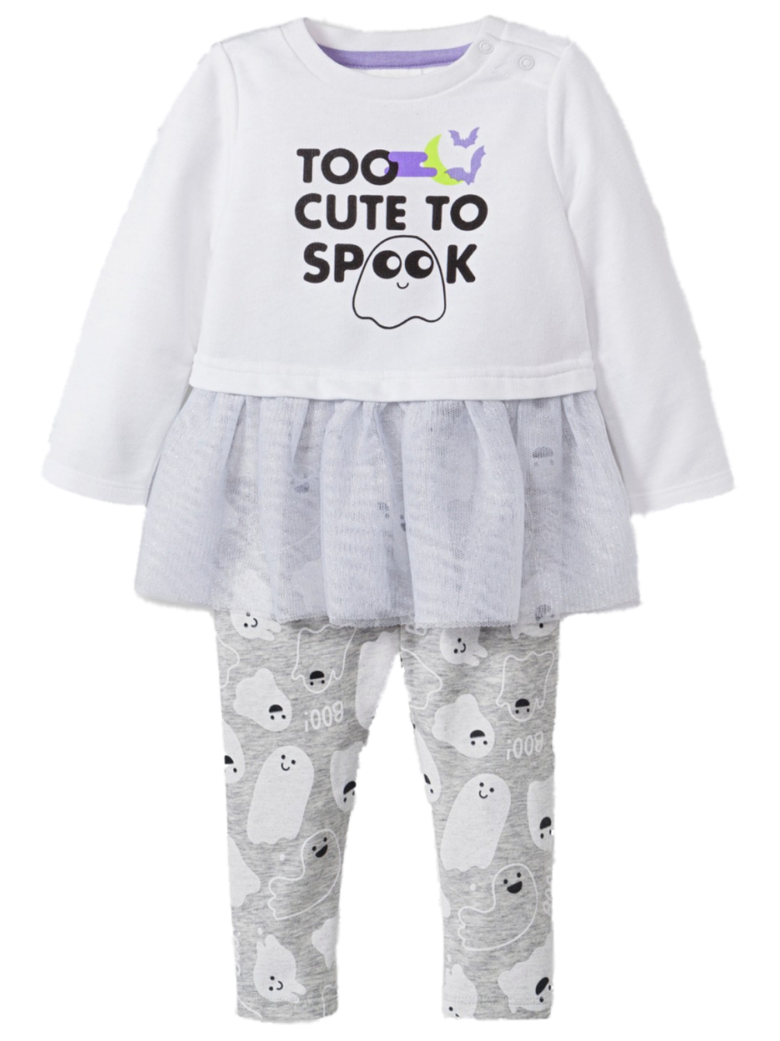 Cat Jack Infant Girls White Ghost Halloween Outfit Too Cute To Spook Tutu Shirt