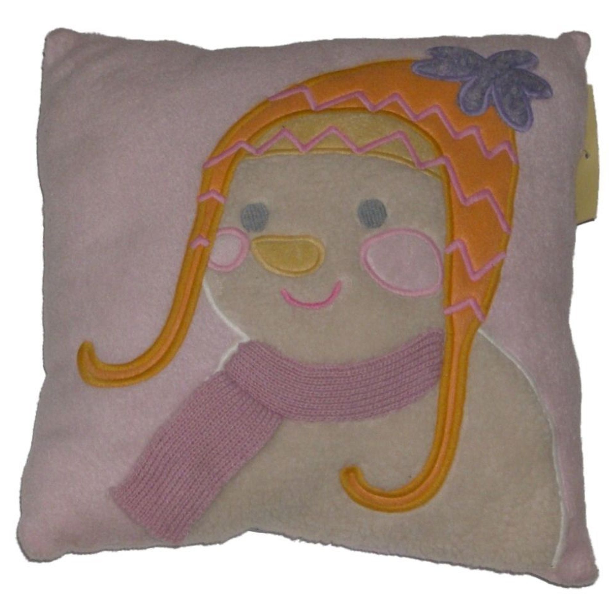 Restore & Restyle Kids Pink Snowman Throw Pillow Holiday Toss Accent Cushion
