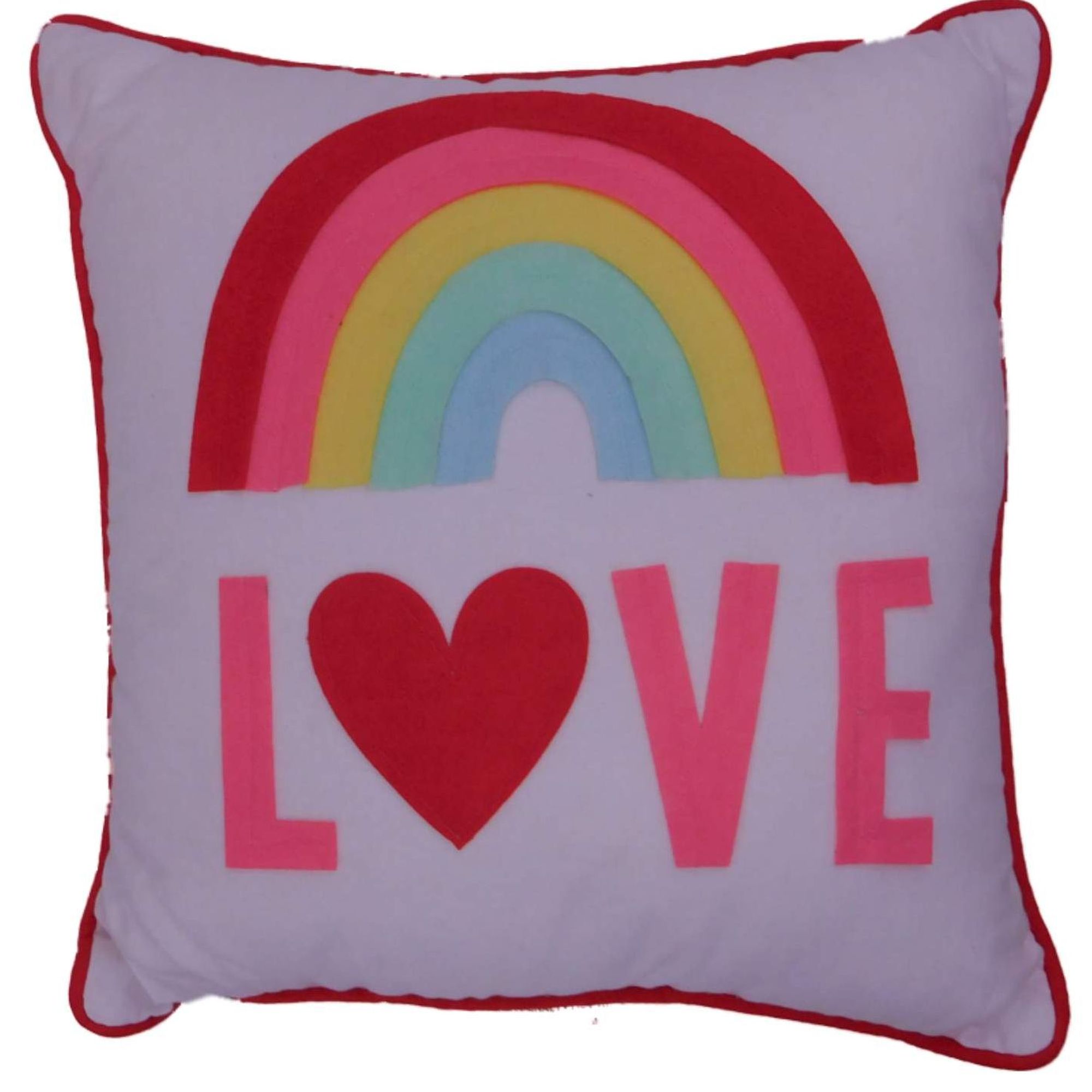 Decor Heart, Rainbow & Love Throw Pillow Valentines 16" Accent Cushion