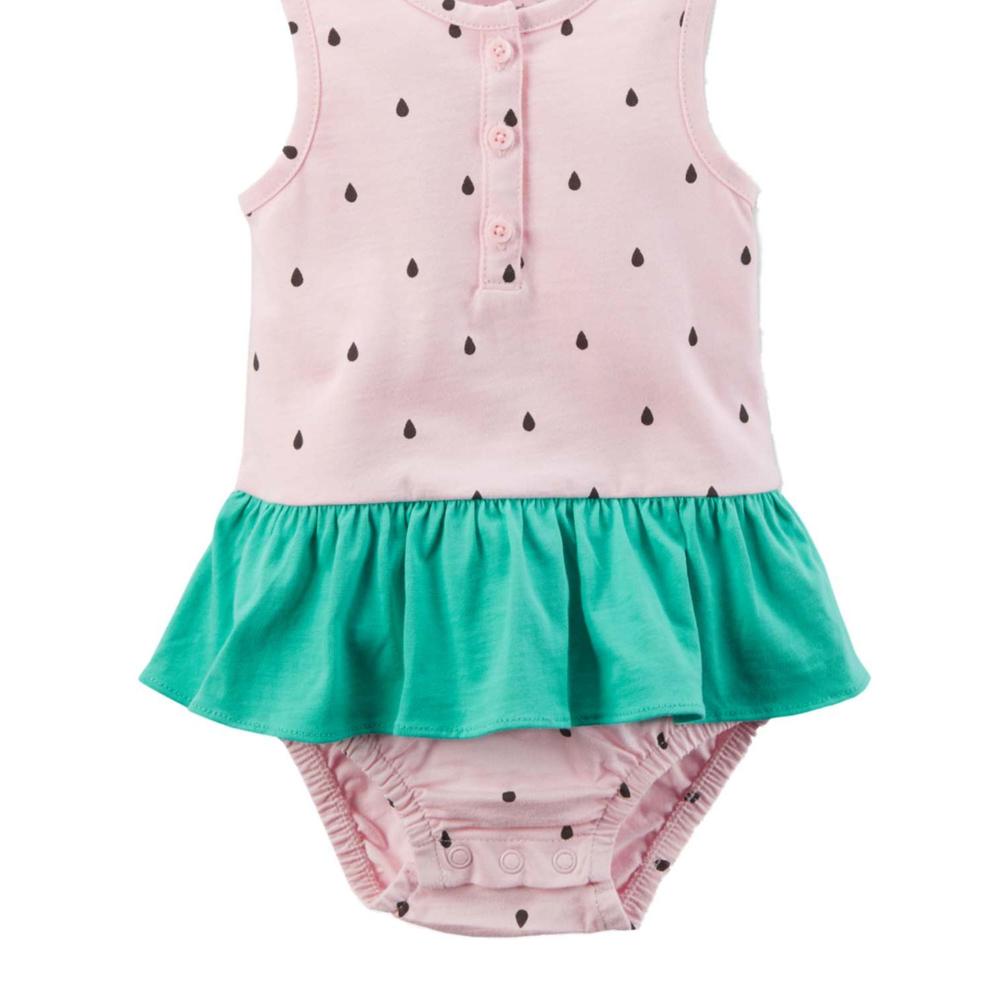 Carter's Carters Infant Girls Pink Watermelon Rind Tutu Romper Bodysuit Creeper
