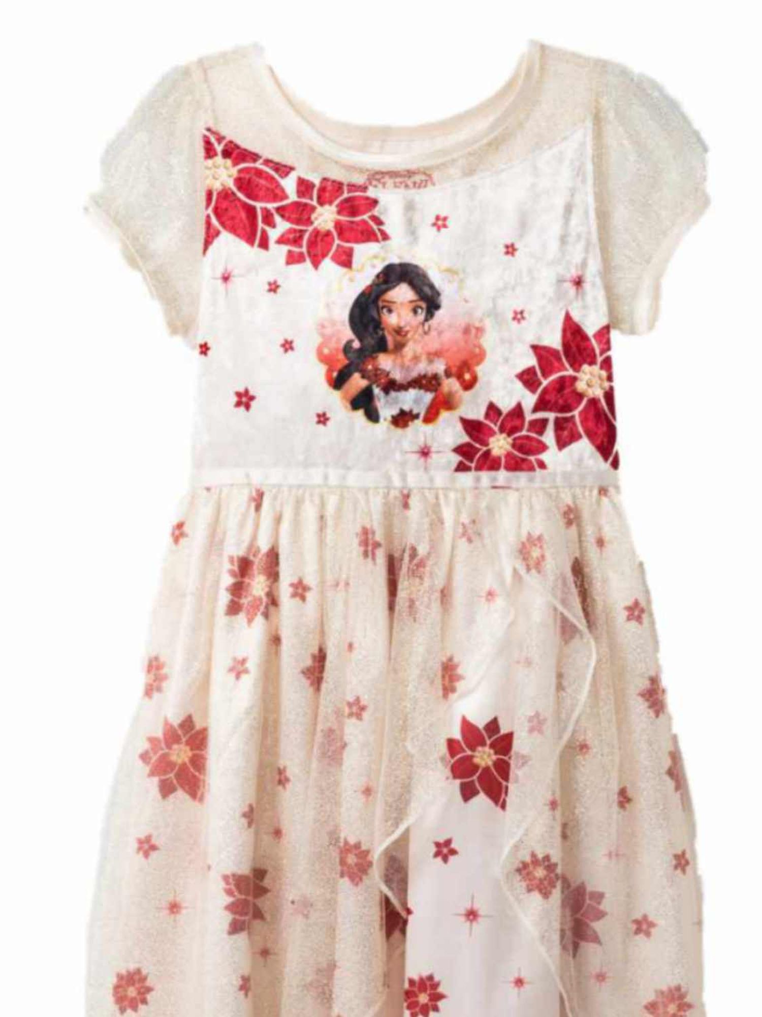 Disney Girls Red Poinsettia Elena Of Avalor Christmas Holiday Nightgown