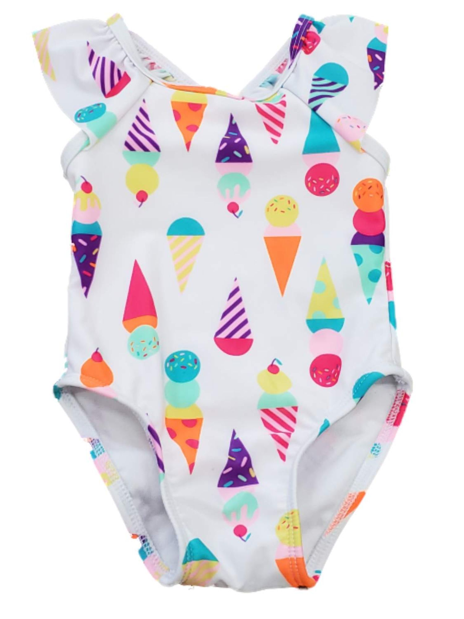 Cat Jack Infant Girls Ice Cream Cone White Ruffled Bow Back 1pc