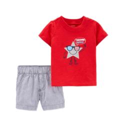 Carter's Carters Infant Baby Boys Red Freedom Rocks Patriotic T-Shirt Shorts 2 Pc Set 3m