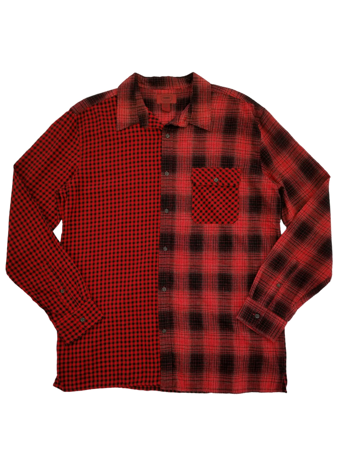 The Foundry Mens Big & Tall Red Plaid Mashup Flannel Button-Front Long Sleeve Shirt LT The Foundry Mens Big & Tall Red Plaid Mashup Flannel Button-Front Long Sleeve Shirt LT