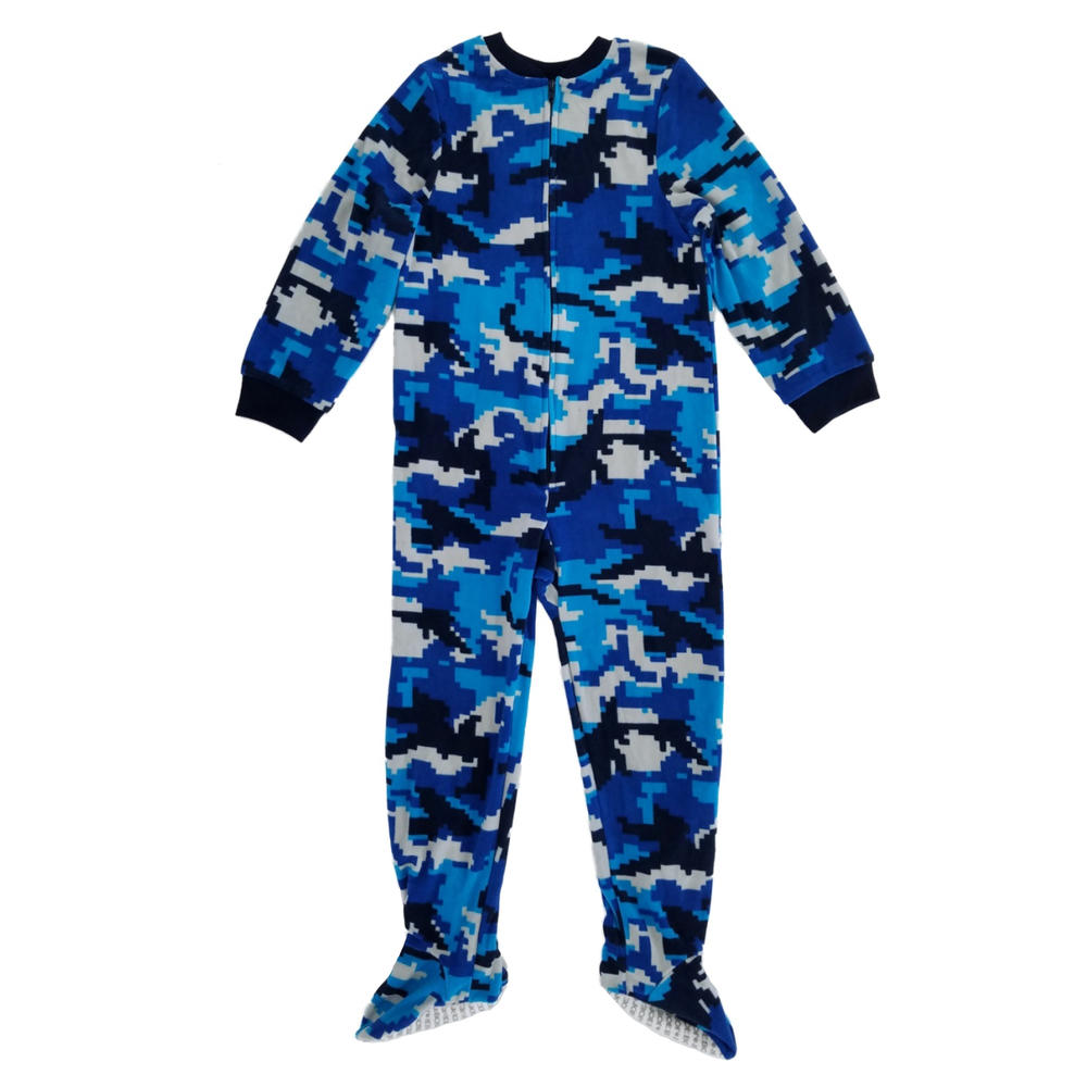 Joe Boxer Boys Blue Digital Camouflage Fleece Footed Pajama Blanket Sleeper  X-Small 4-5