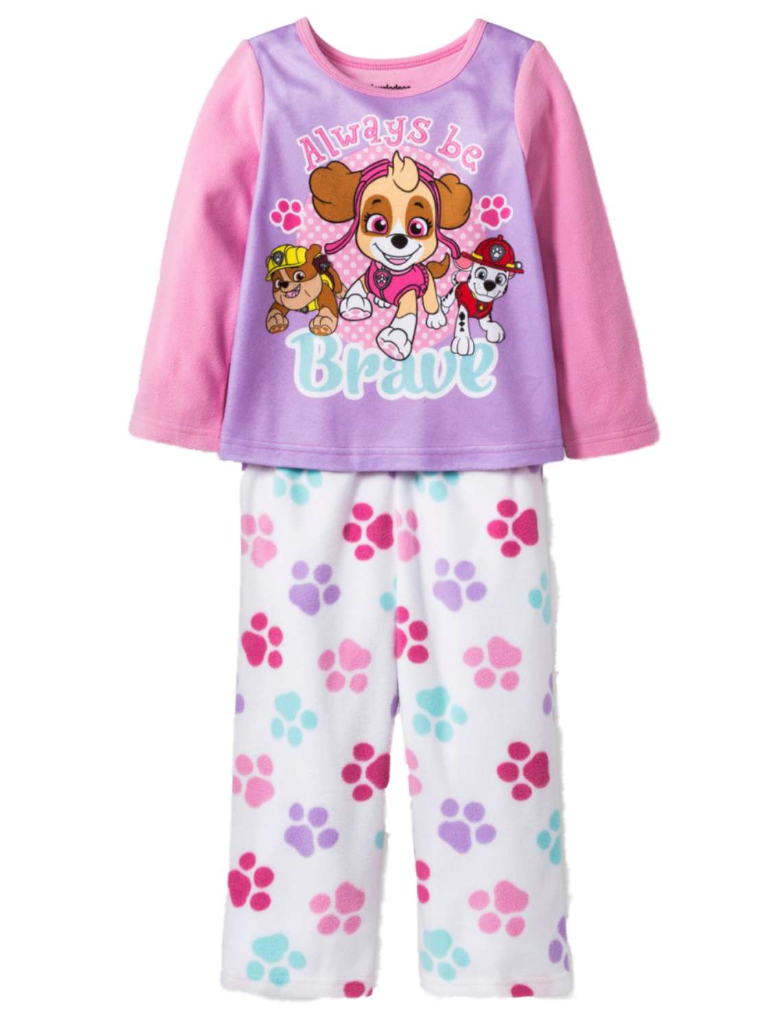 Nickelodeon Paw Patrol Toddler Girls Always Be Brave Sky Marshall Rubble Pajama Sleep Set 2T