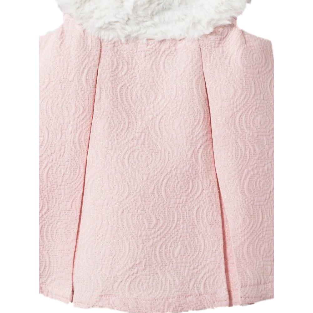 CatJack Infant Girls Pink & Gold Shimmer Holiday Party Dress With Faux Fur Top 0-3m