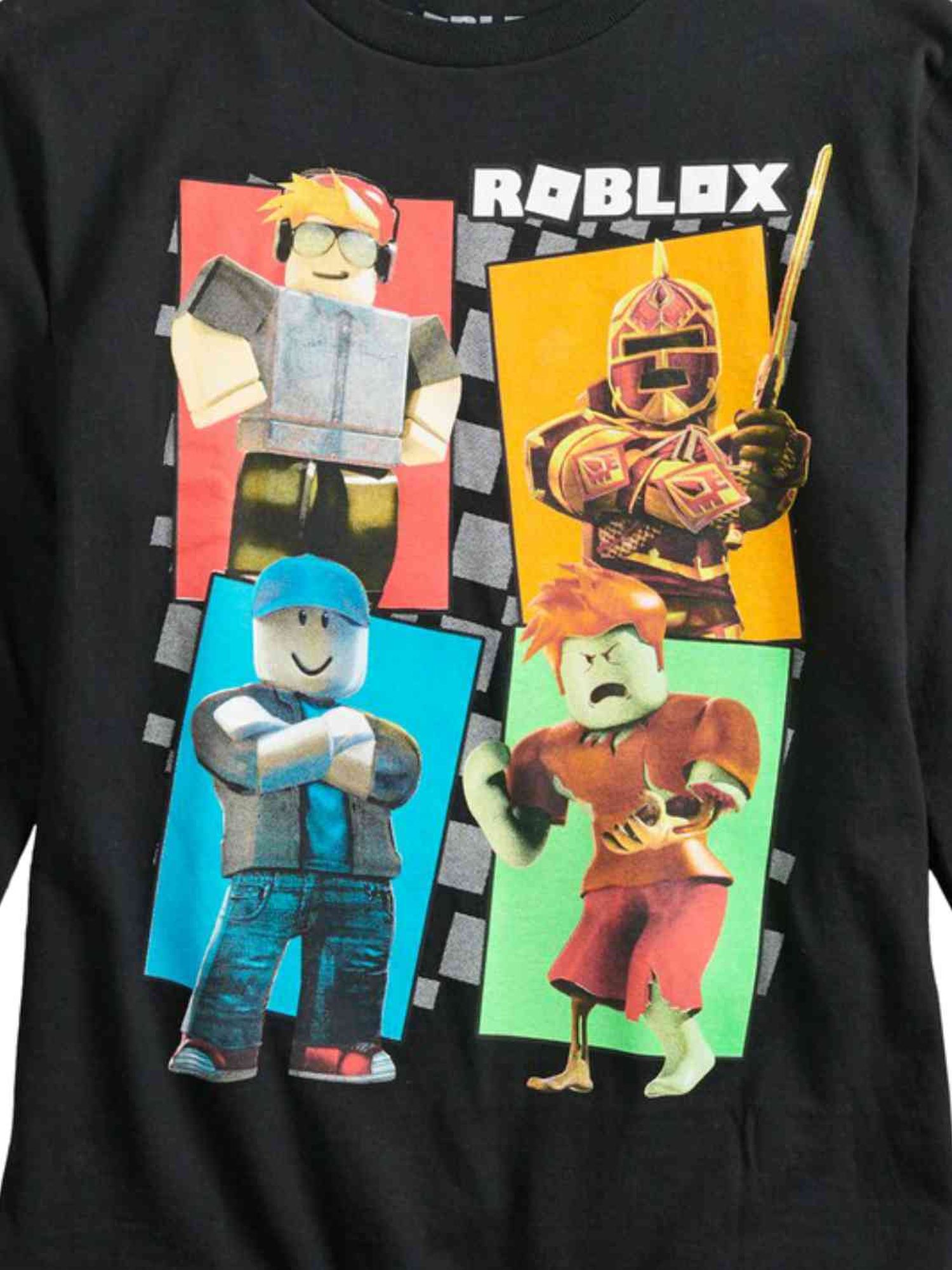 Boys Black Roblox Multi Character Long Sleeve T Shirt Tee X Large - t shirt roblox roblox