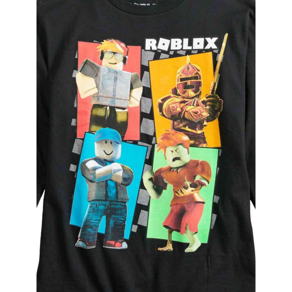 Boys Black Roblox Multi Character Long Sleeve T Shirt Tee X Large