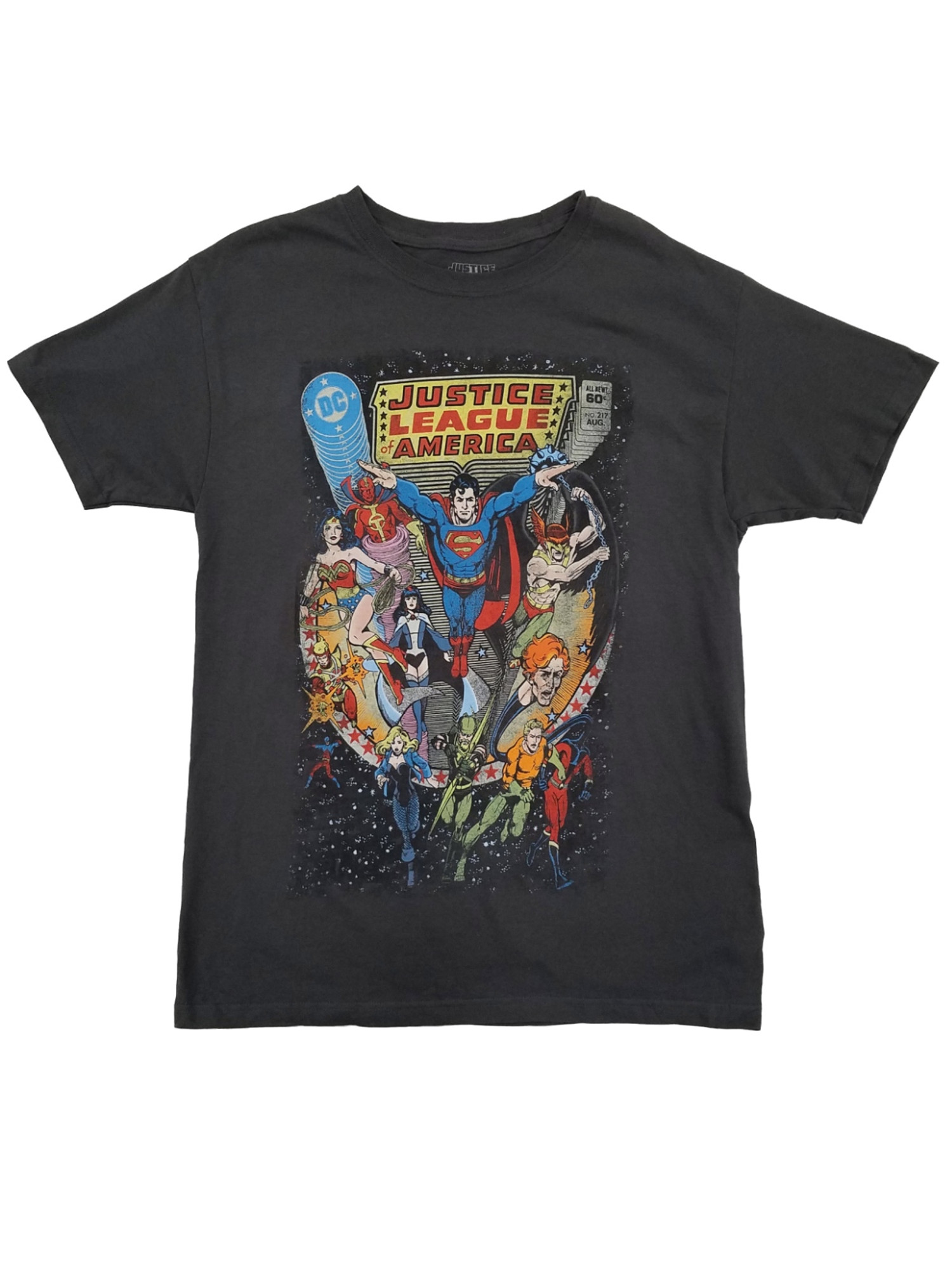 DC Comics Mens Gray Justice League Of America Superman Wonder Woman T-Shirt M