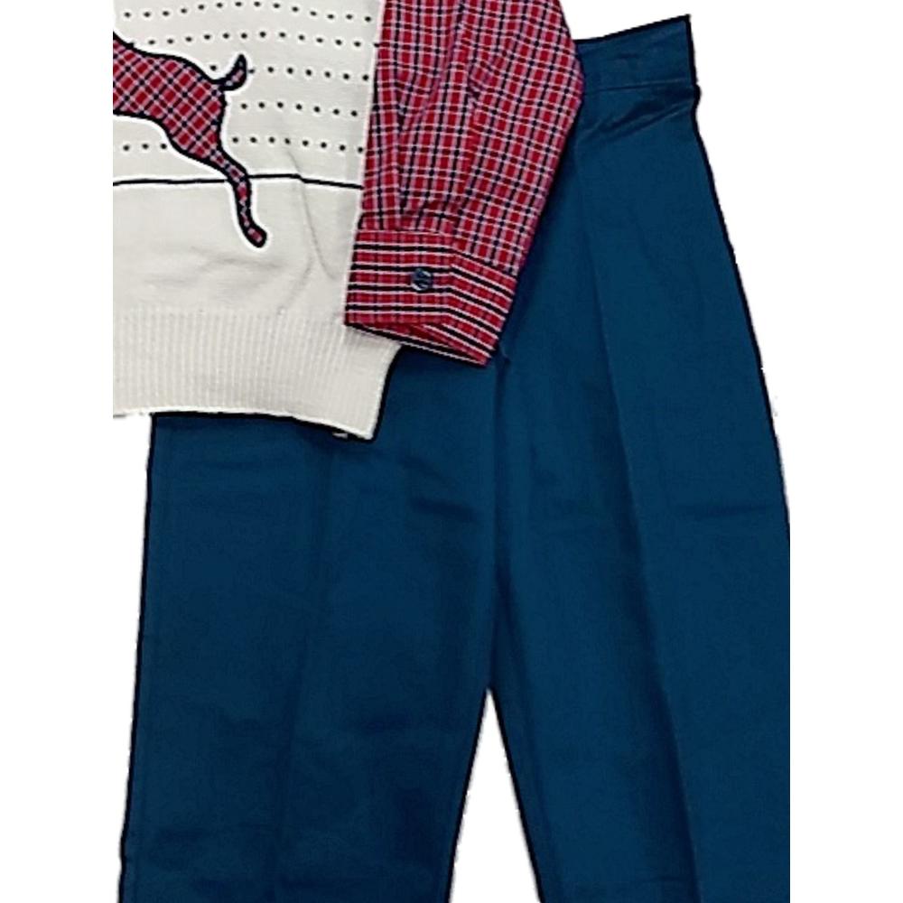 TFW Toddler Boys Suit Ivory Sweater Vest Plaid Shirt & Blue Pants Set Outfit