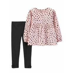 Carter's Carters Infant Girls Long Sleeve Pink Leopard Top & Bow Legging Outfit