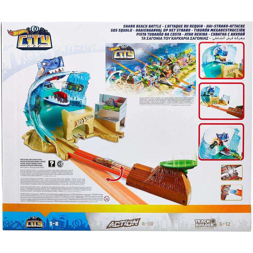 Hot Wheels Mattel City Shark Beach Battle Playset with Vehicle