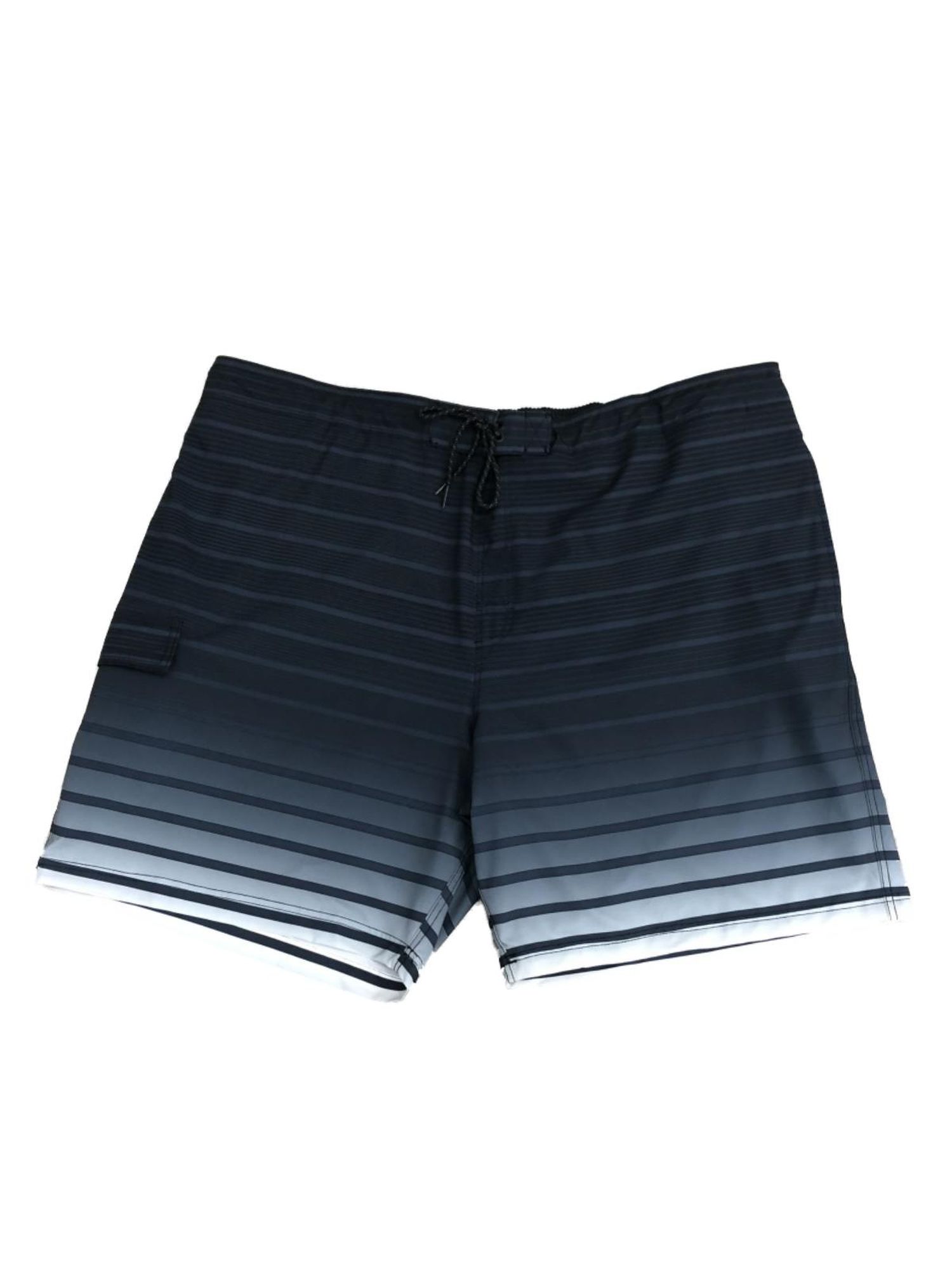 GEORGE Mens Black Fade Gray White Striped Board Shorts Swim Trunks 3X-Large