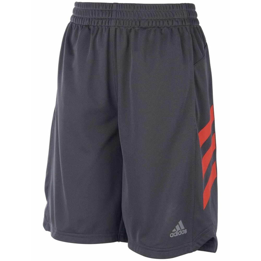 Adidas Boys Gray & Orange Striped Athletic Basketball Gym Shorts 5