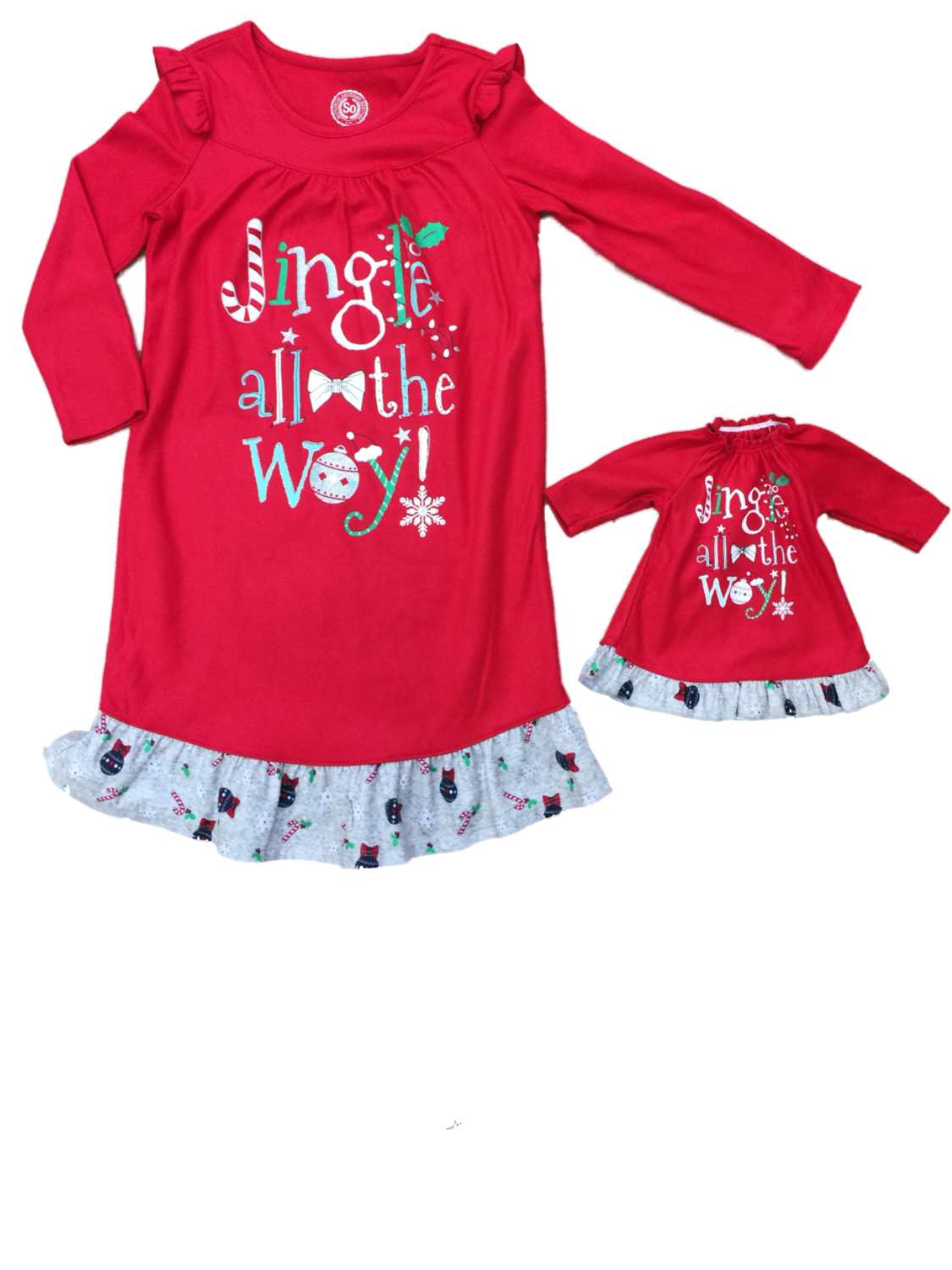 So Girl Jingle All The Way Christmas Holiday Nightgown Doll Night Gown Set Xxs 4