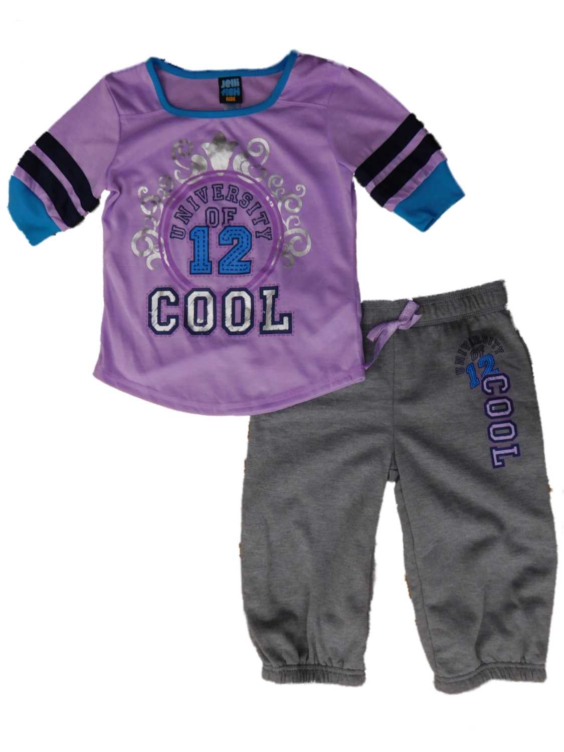 Jellifish Kids Girls Purple Long Sleeve Pajamas University Of Cool Sweatpants Sleep Set Small