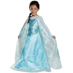Disney Girls Blue Frozen Princess Elsa Glitter Sequin Halloween Dress Costume M