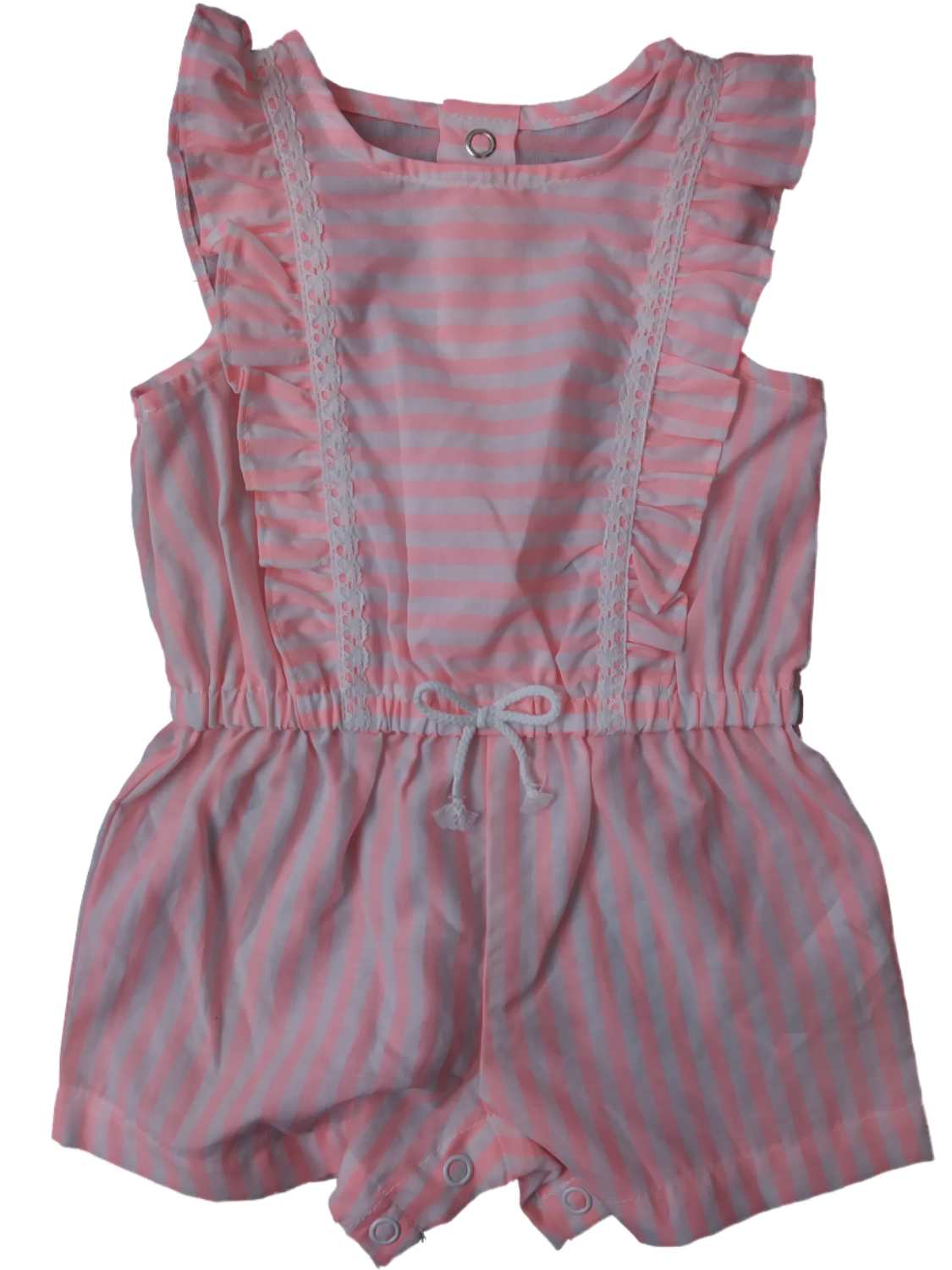 Carter's Carters White & Neon Pink Striped Infant Single Romper Outfit Baby Bodysuit 3m