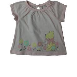 Winnie the Pooh Disney Infant Girls Winnie The Pooh & Piglet Glitter Flower Tee Shirt 3m