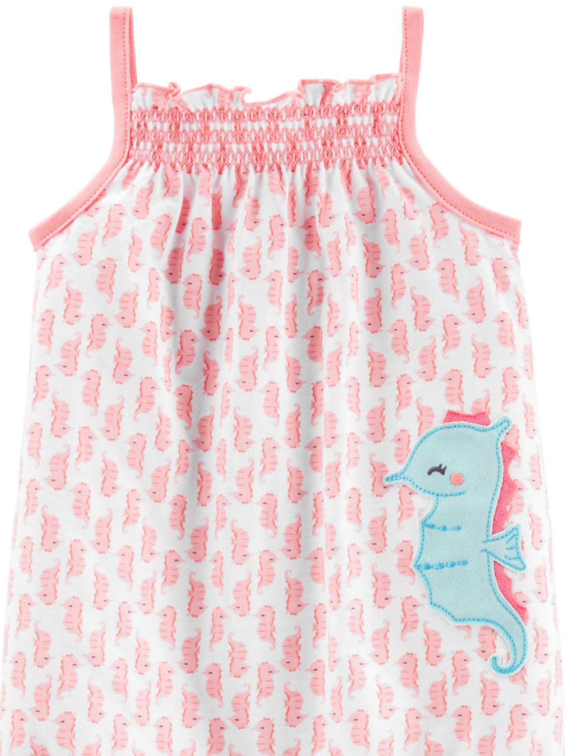 Child Of Mine Carters Infant Girls White Seahorse Romper Bodysuit