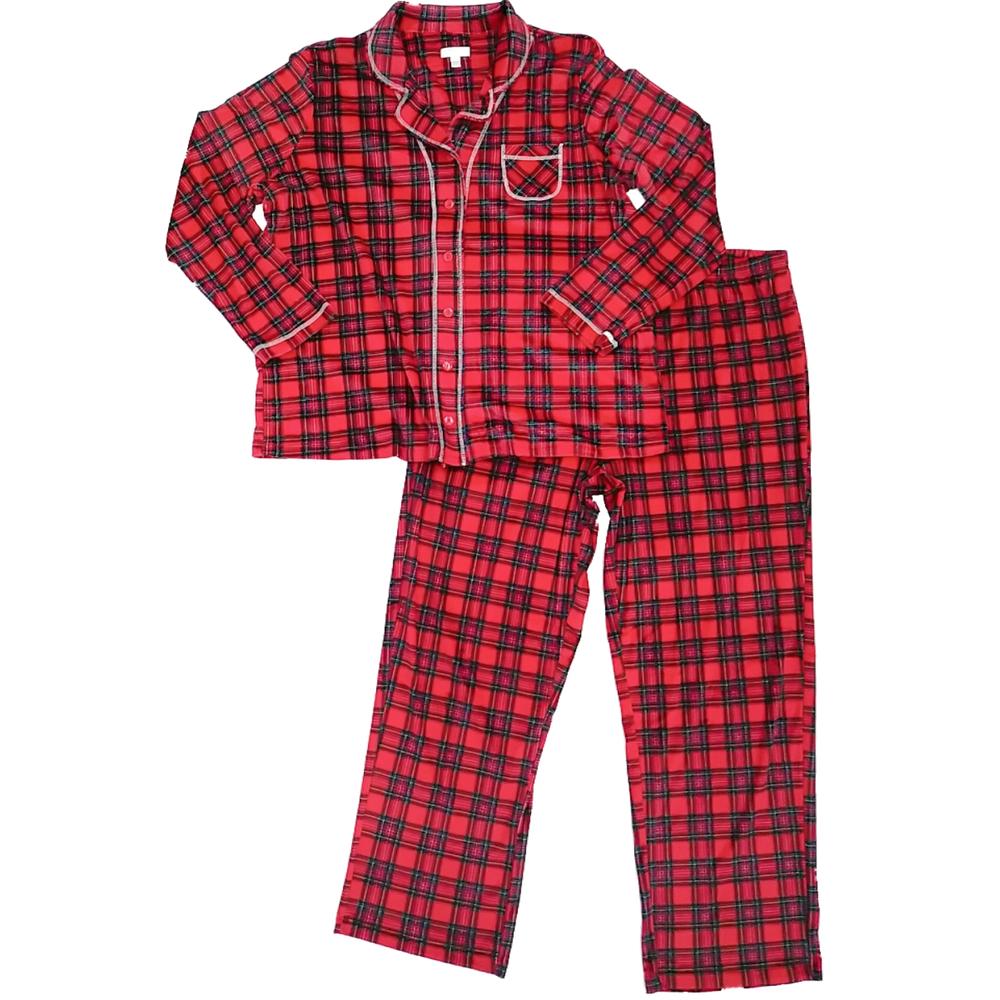 Secret Treasures Womens Red Green Blue Checker Plaid Fleece Pajamas ...