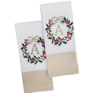 Winter Wonderland Gold Monogram A Christmas Kitchen Towel Set 2