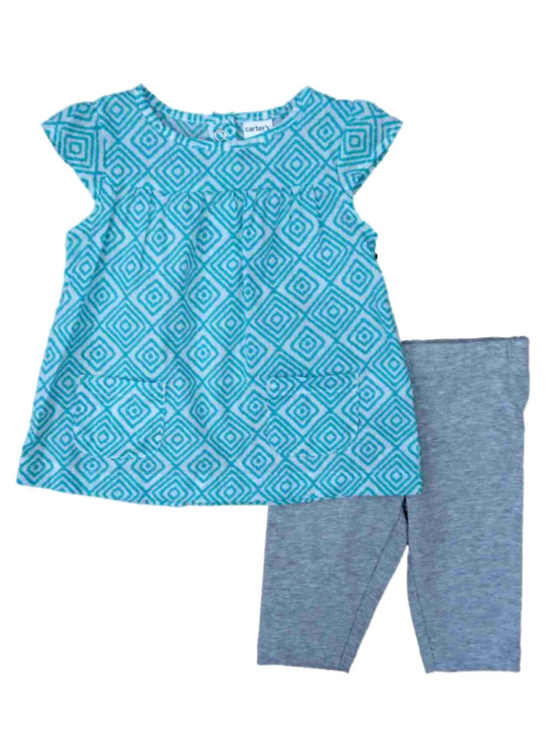 Carter's Carters Infant Girls Geometric Print Shirt & Gray Leggings 2 PC Set 6 Months