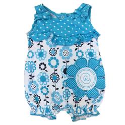 Peanut Buttons Infant Girls Blue Floral Heart Print Bodysuit Flower Baby Creeper Outfit 12m