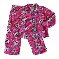 Joe Boxer Girls Pink Flannel Sleepwear Set Kitty Cats & Hearts Pajamas  PJs 4-5