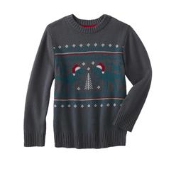 Toughskins Infant Baby Boys Dark Grey T-Rex Dinosaur Christmas Xmas Holiday Sweater 18M