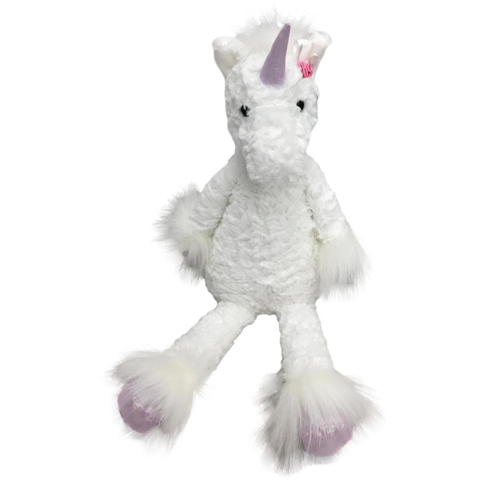 Luxe Fuzzy Soft Fur White Unicorn 19 inch Stuffed Animal Plush Pal