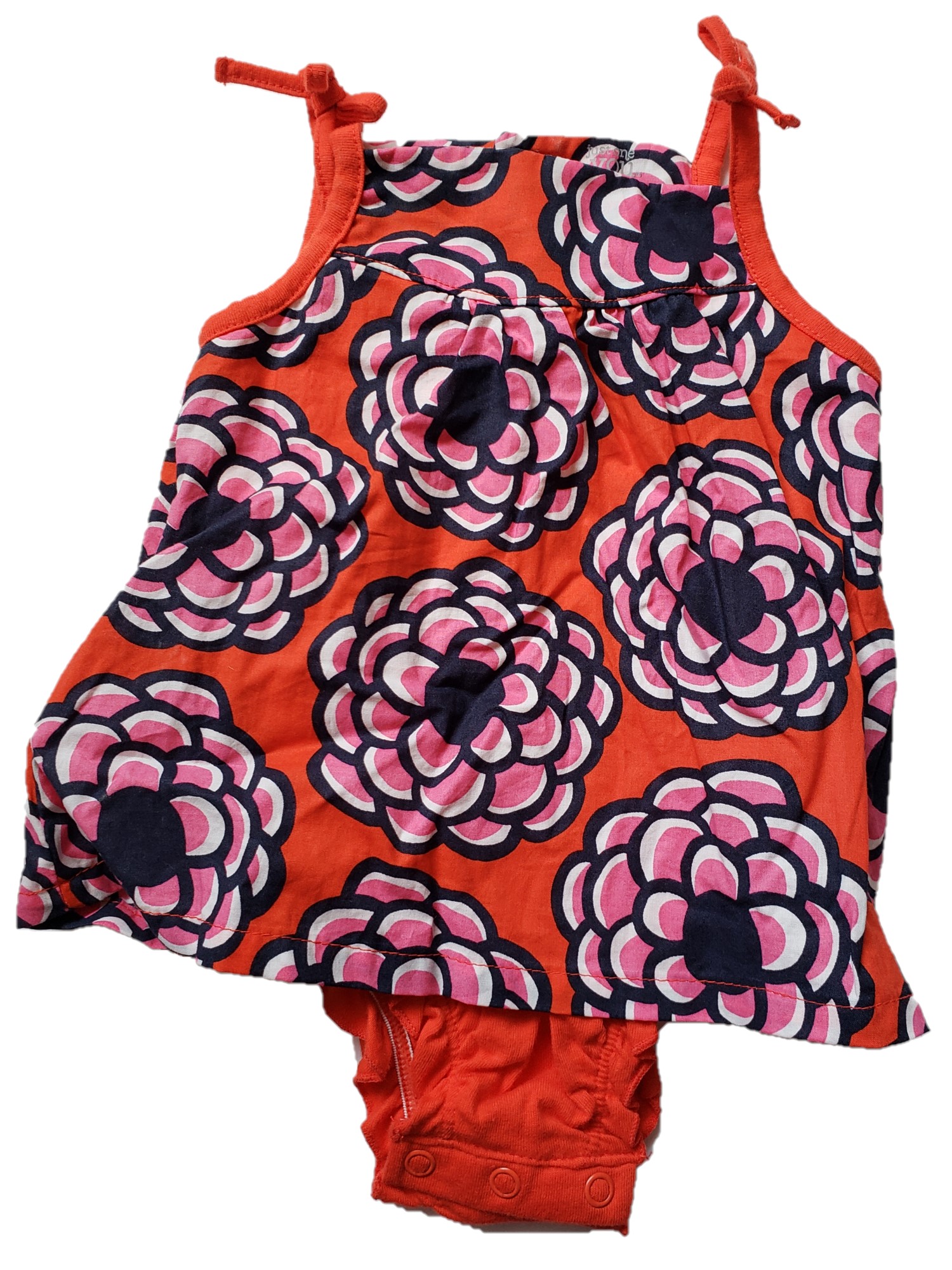 Carter's Infant Baby Girls Orange & Pink Flower Print Cotton Summer Romper Bodysuit