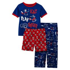 Joe Boxer Toddler Boys Blue Eat Play Sleep Dog Puppy Print 3 Pc Sleepwear PJ Pajama Set