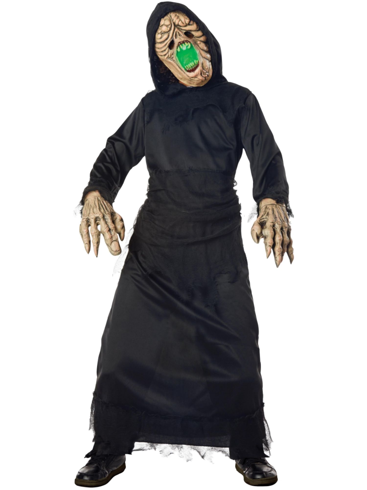 Seasons Boys Light-Up Mutant Monster Black Robe Halloween Costume M 8-10