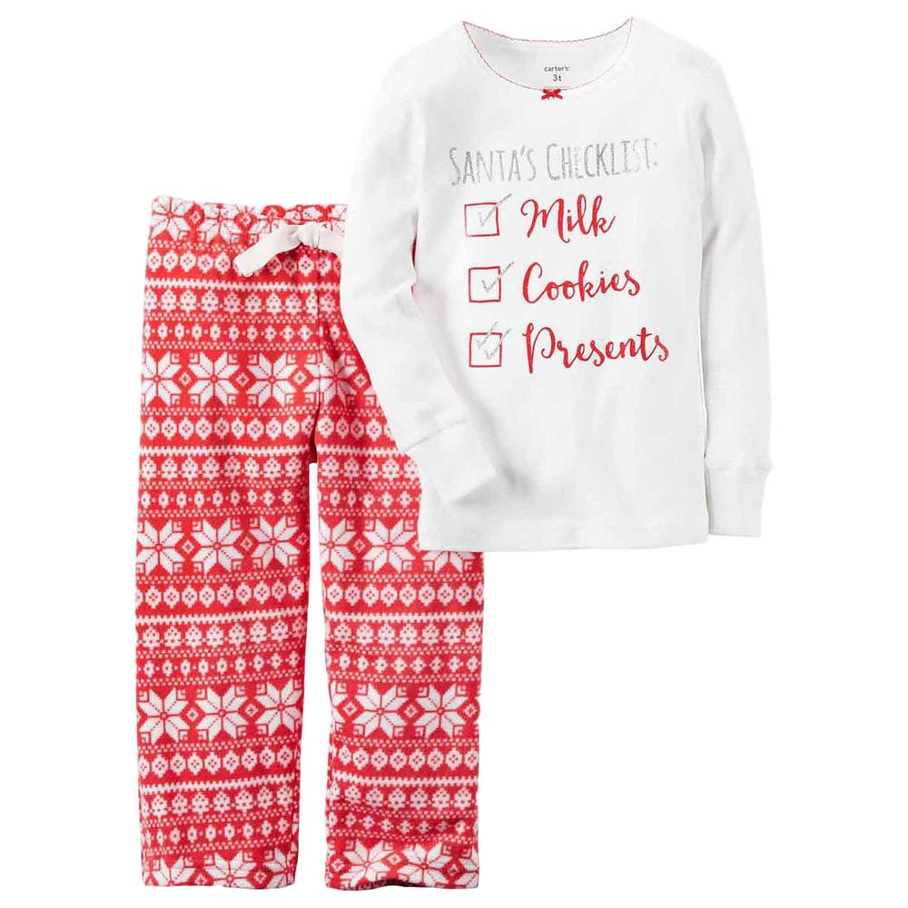 Carter's Carters Girl Santa's Checklist Christmas Holiday 2 Pc Pajama Carter's Carters Girl Santa's Checklist Christmas Holiday 2 Pc Pajama