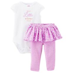 Carter's Carters Infant Baby Girl Best Little Sister Ever 2 Pc Cotton Outfit Set
