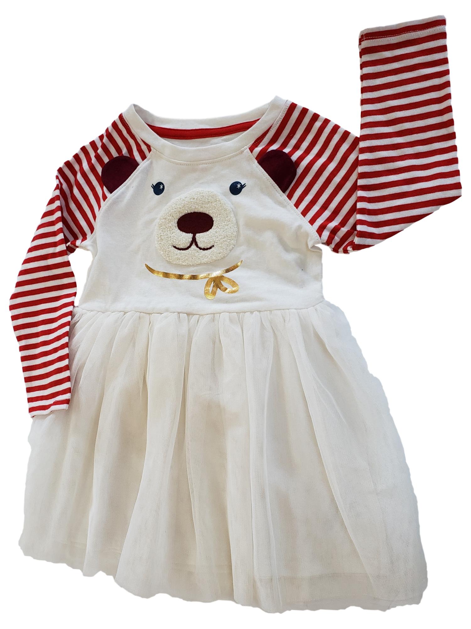 Cat Jack Toddler Girl Ivory White Polar Bear Long Sleeve Layered