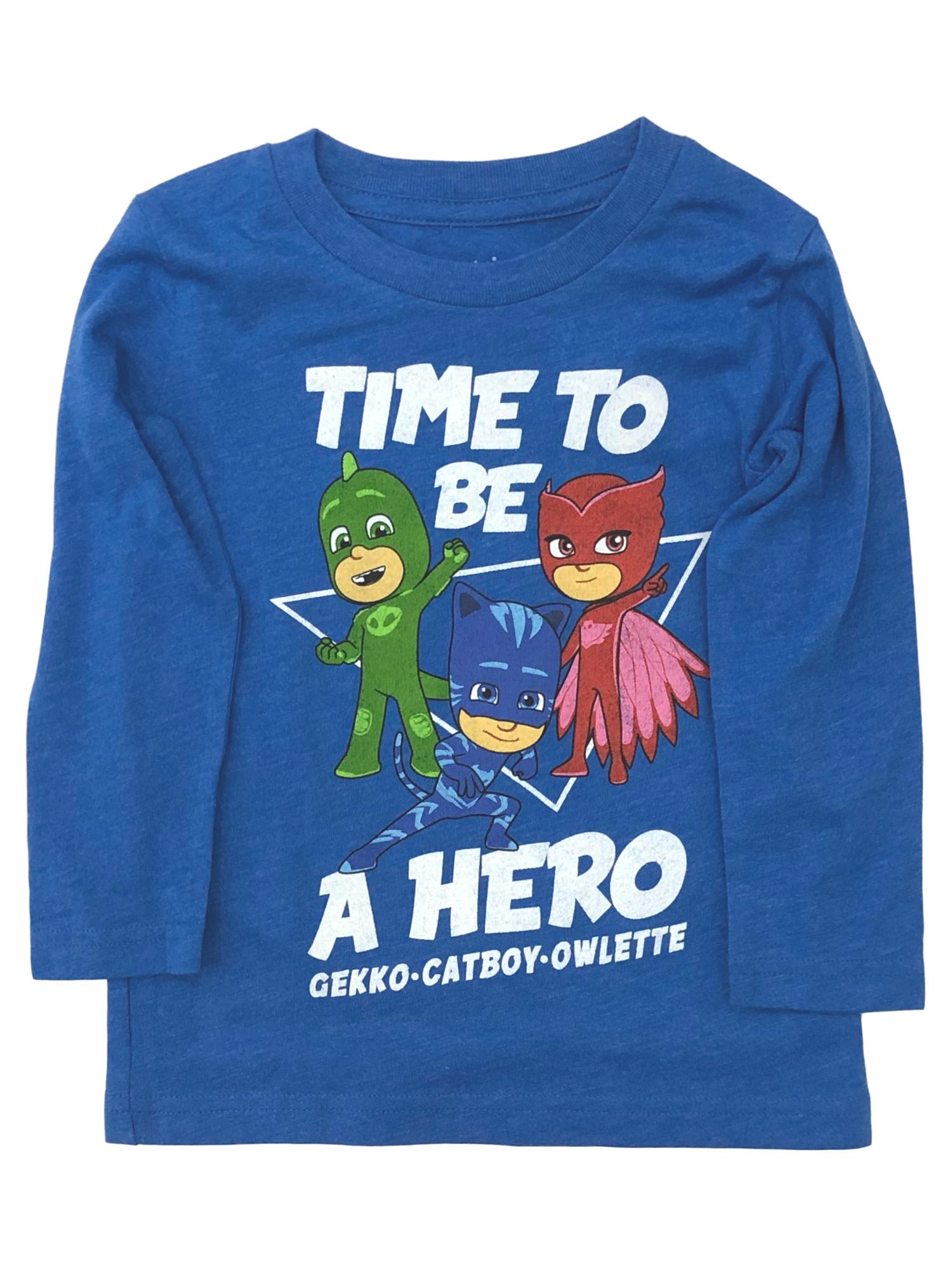 PJ Masks Toddler Boys Blue Long Sleeve Gekko Catboy Hero T-Shirt Tee Shirt 2T