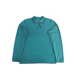 Envision Studio Mens Blue Slim Fit Long Sleeve Zip Collar Polo Shirt