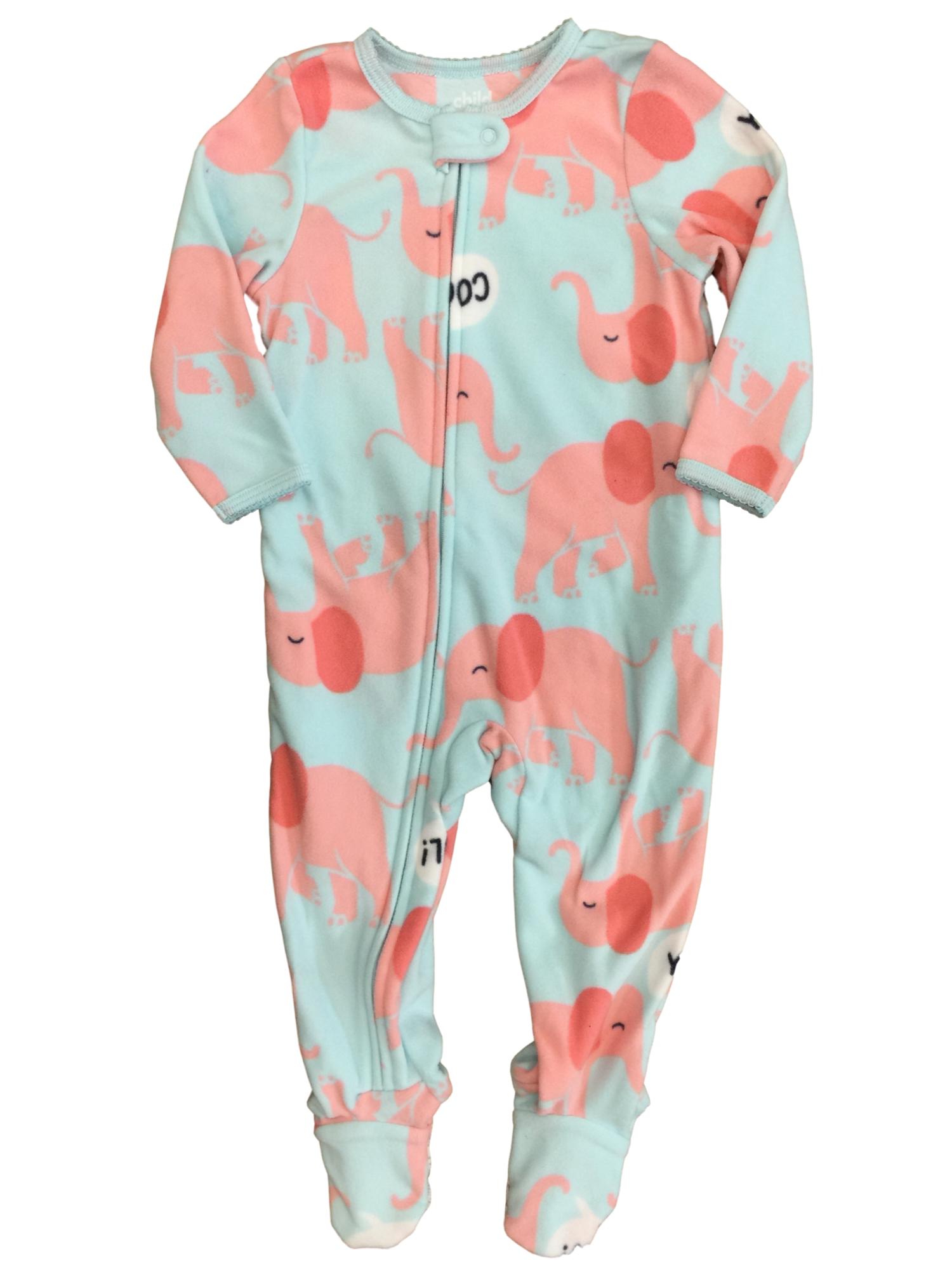 Carter's Carters Infant & Toddler Girls Blue & Pink Elephant Sleeper Footie Pajamas