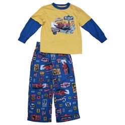 Joe Boxer Boys Yellow & Blue Full Service Signage Print 2 Piece Pajama PJ Set XS (4/5)