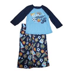 Joe Boxer Infant Baby Toddler Boys Star Player Go Team Sport Print 2 Piece Pajama Set