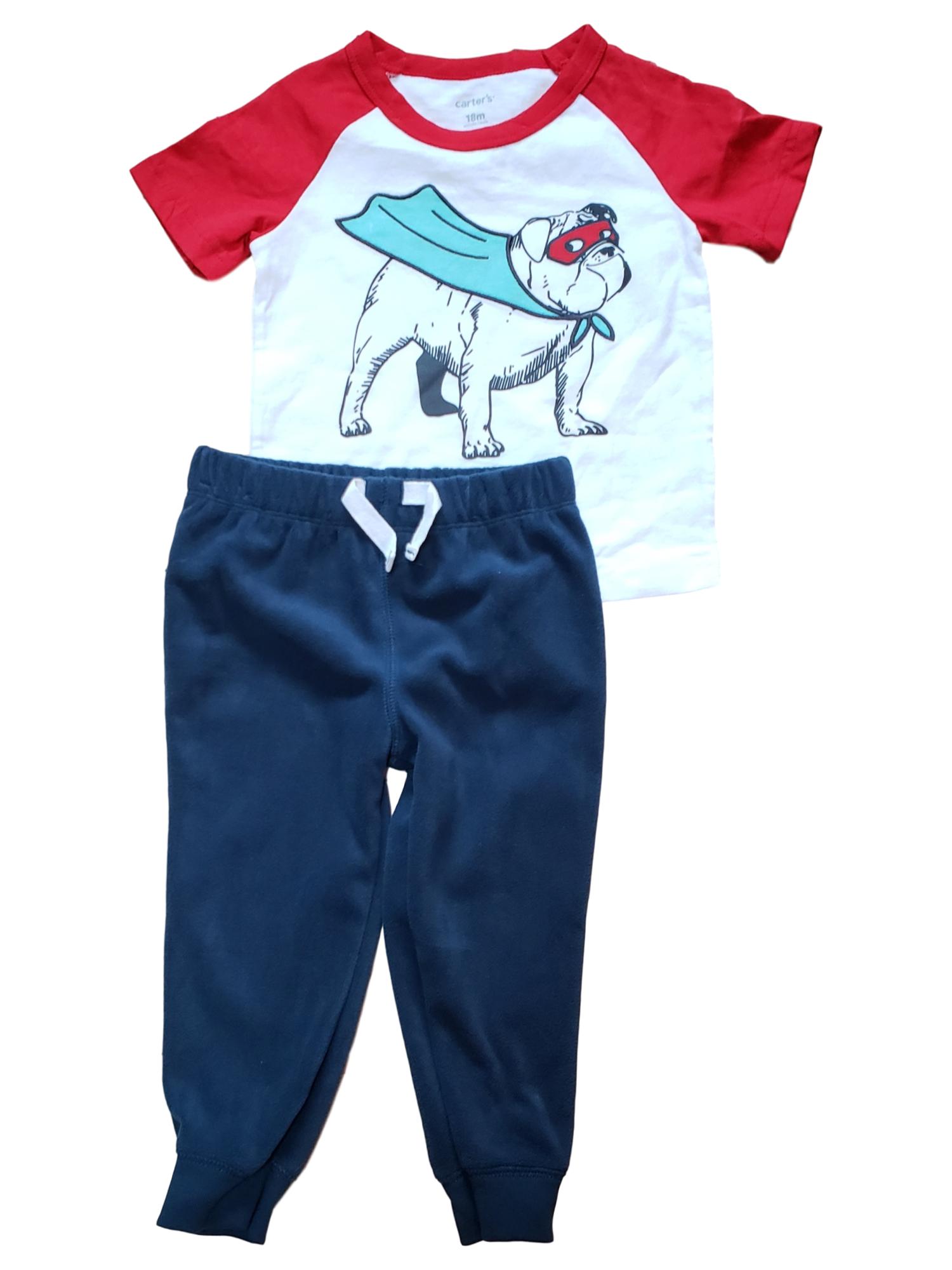Carter's Carters Infant Baby Boys Super Hero Bull Dog Outfit 2 Piece Set 18 Months