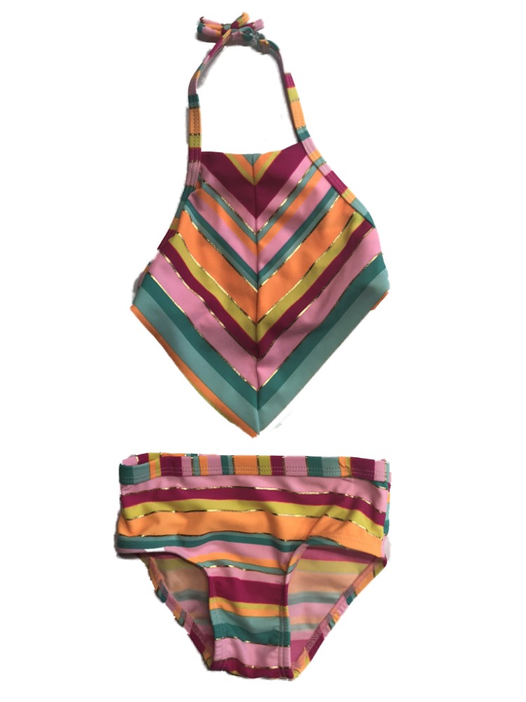 KOALA Infant Girls Colorful Pink Stripes 2Pc Tankini Swimming Bathing Suit Bikini 0-3M