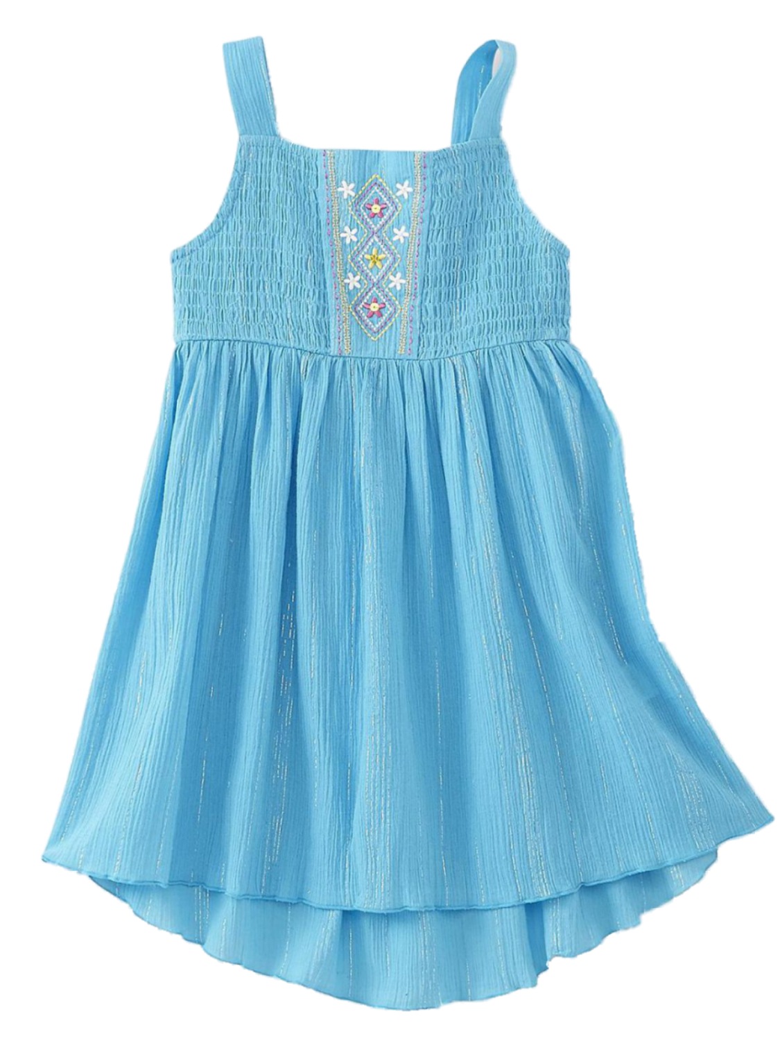 Youngland Toddler Girls Blue & Silver Flowy Sun Dress Sundress 12 Months