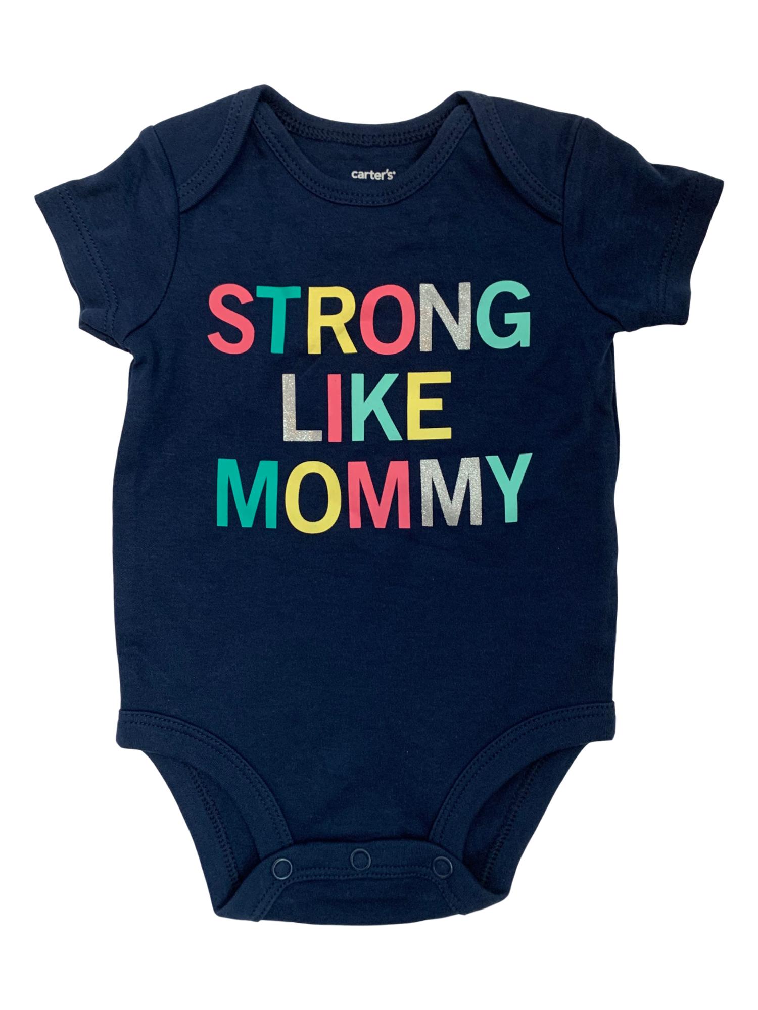 Carter's Infant Girls Navy Blue Strong Like Mommy Short Sleeve Bodysuit Creeper 3M