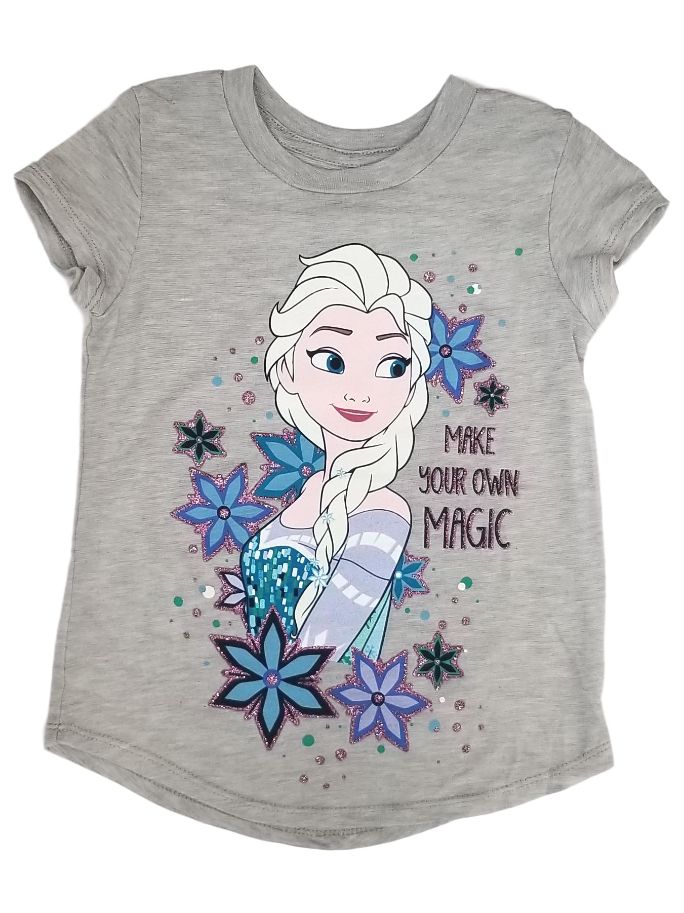 Disney Frozen Girls Gray Short Sleeve Elsa Make Your Own Magic T-Shirt Shirt