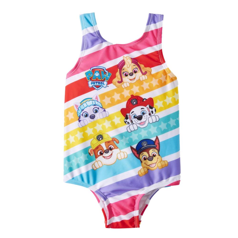 Paw Patrol Toddler Girls Rainbow Striped Skye Pups One Piece Swimming Suit Paw Patrol Toddler Girls Rainbow Striped Skye Pups One Piece Swimming Suit